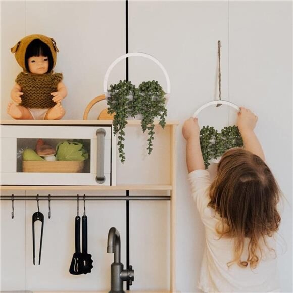 2pcs Artificial Succulents Hanging Plants 12.2'' Fake String of Pearls in Pot - Picture 5 of 7